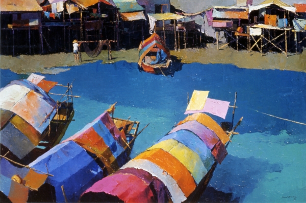 Fishing Village Painting